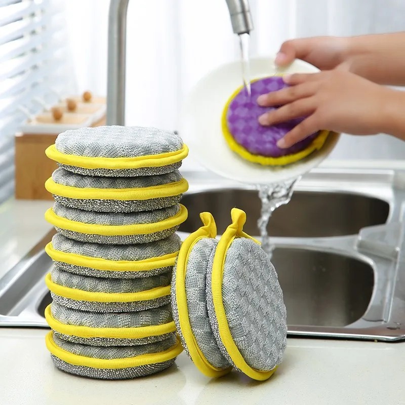Double-Sided Scouring Pads Dish Pan Washing Sponge Kitchen Cleaning Tool 5/10/20