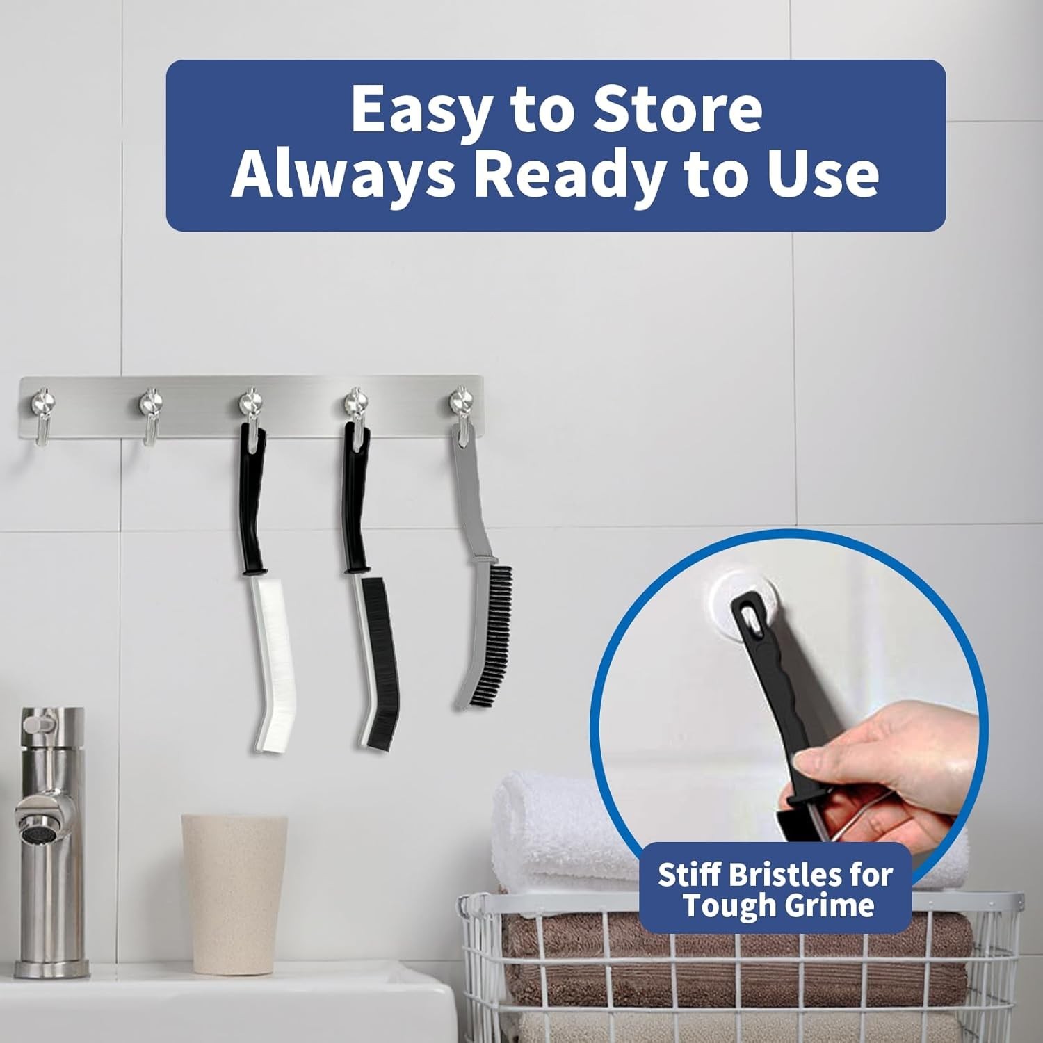 Crevice Cleaning Brush, Hard-Bristled Gap Scrub Brush, Toilet Gap Cleaning Br…