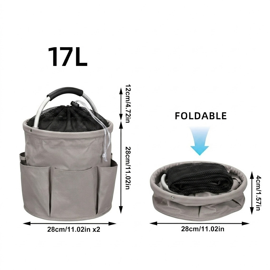 Cleaning Caddy Organizer Bag with Handle Waterproof Oxford Cloth Storage Gray