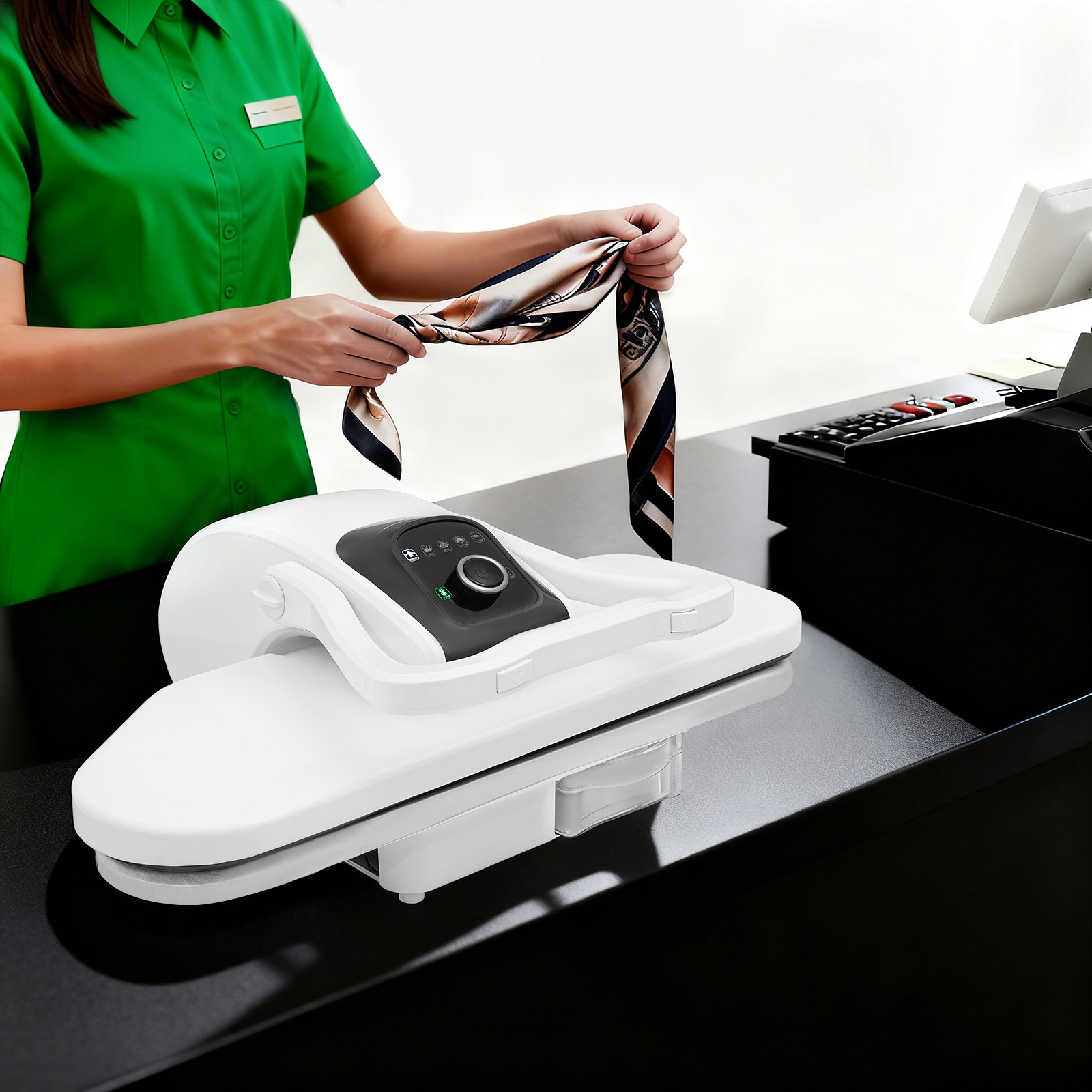 1600W Steam Press Nylon/Silk/Wool/Cotton/Linen Fabric Steam Press Machine White