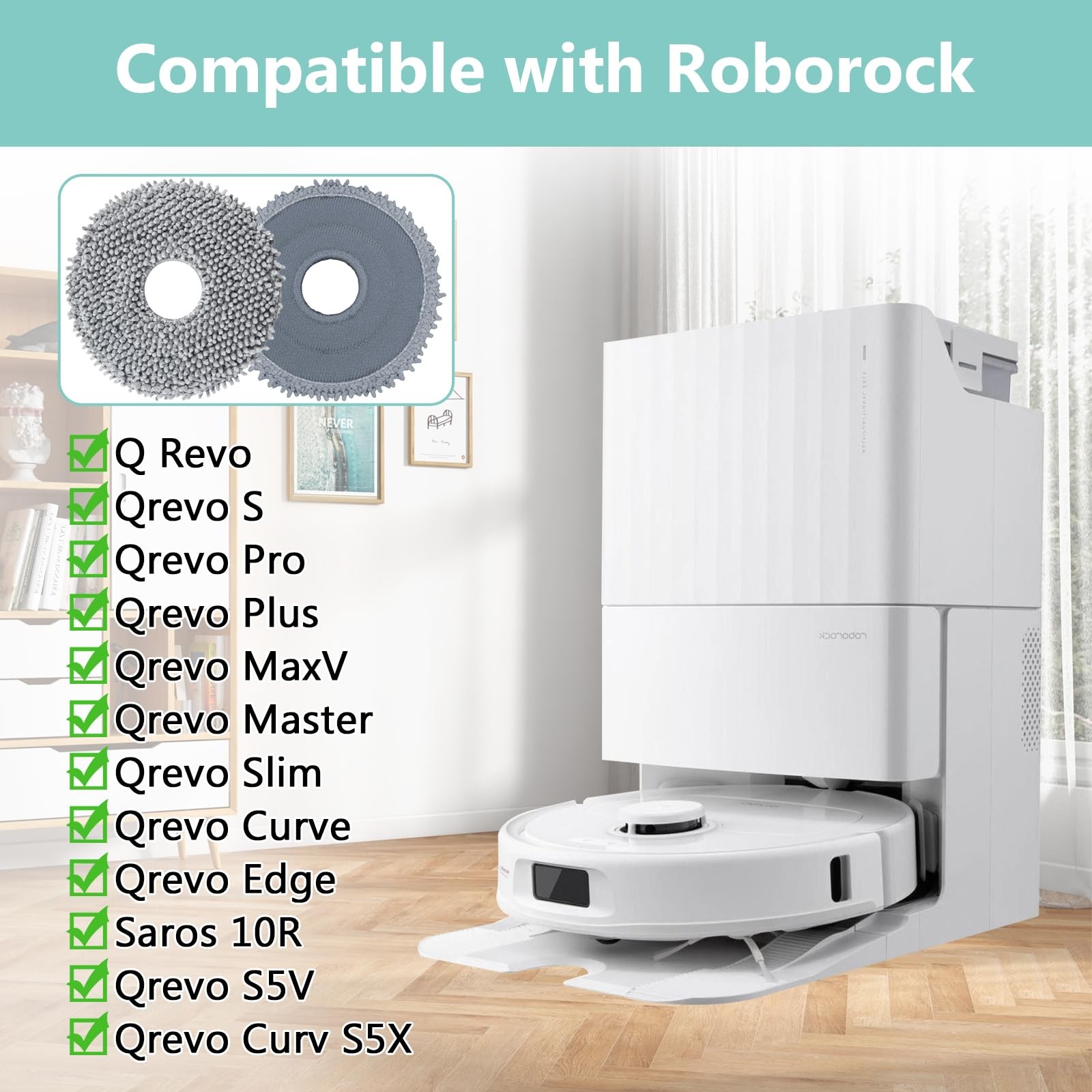 10 Pack Mop Pads for Roborock Q Revo/Qrevo S/Qrevo Pro/Qrevo Plus/Qrevo Maste…