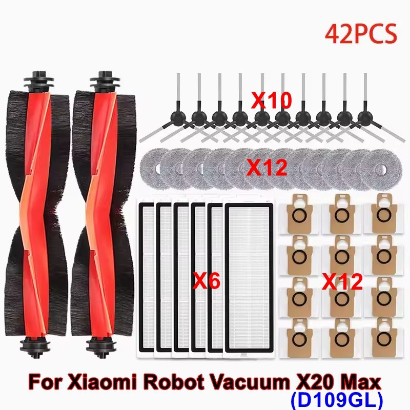 Replacement Kits For Xiaomi Robot Vacuum X20 Max Brushes Filter Mop Cloth Parts