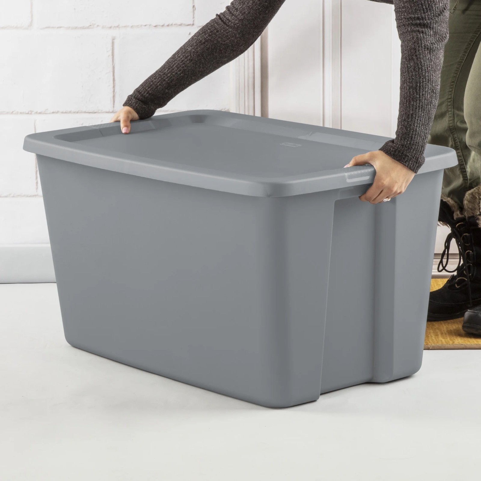 Extra Large Storage Bin, 30 Gallon Plastic Storage Container with Snap-On Lid, G