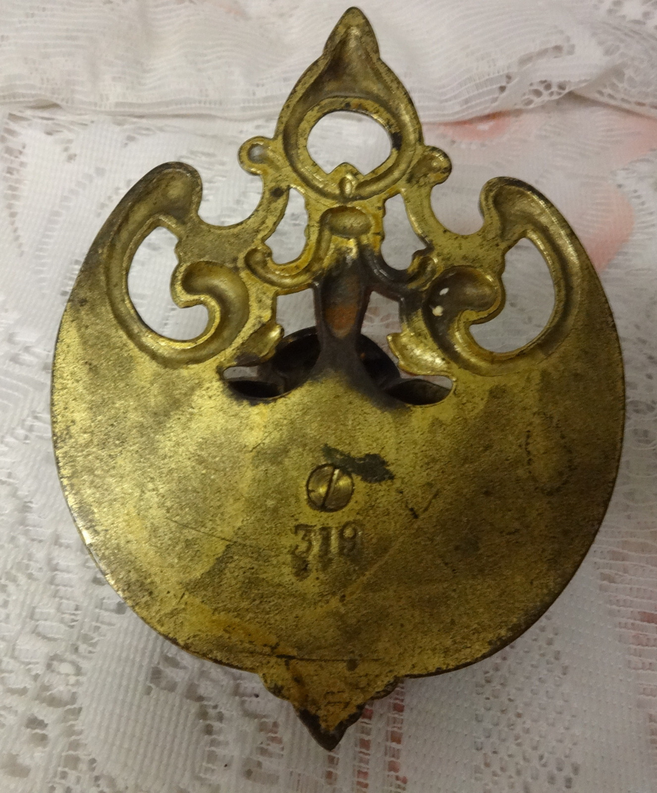 Antique Art Nouveau Deco Angel Old Numbered Brass Wall Pocket Ornate Fine Detail