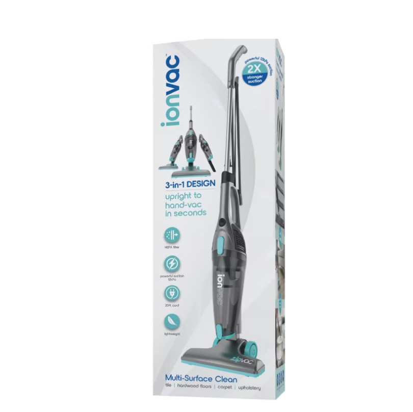 Ionvac ZipVac Corded Stick Vacuum,Multi-Surface 3-in-1 Upright/Handheld