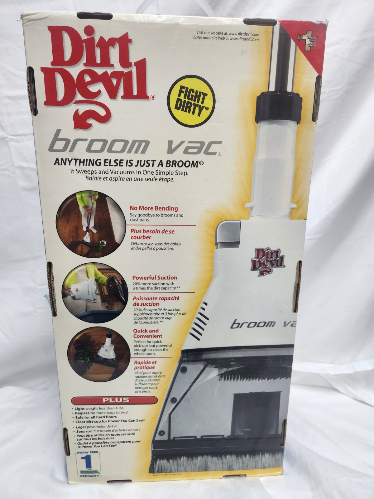New Dirt Devil Broom Vac BV2030BLU Cordless Rechargeable Bagless Vacuum Silver