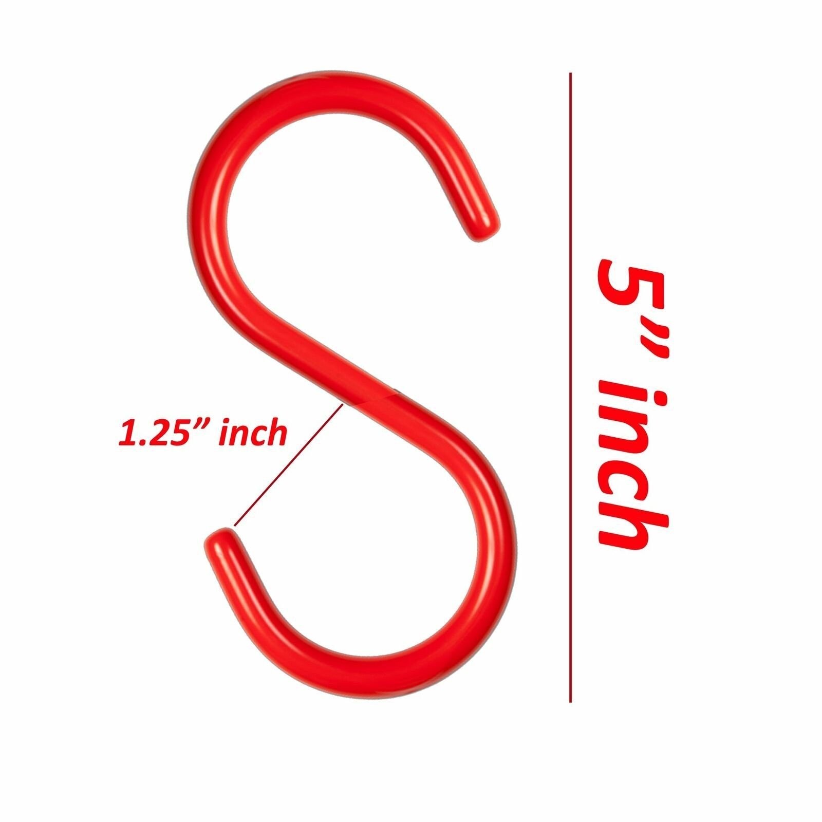 24 Pieces 5″ inch Red Vinyl Coated S Shaped Hooks for Hanging Kitchen Rack