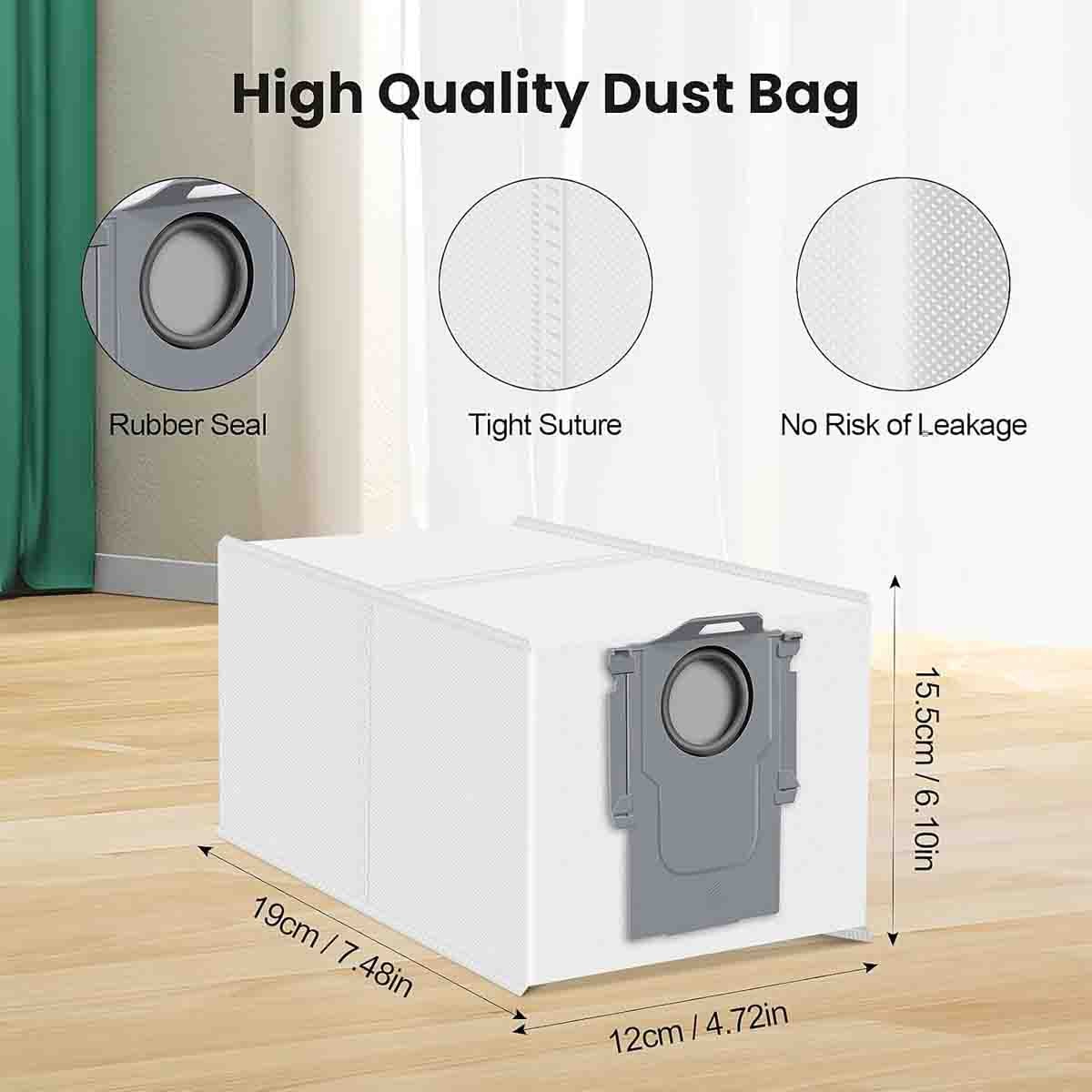 6 Pack QRevo Dust Bags for Roborock Qrevo Plus S8 Max Ultra Robot Vacuum Cleaner