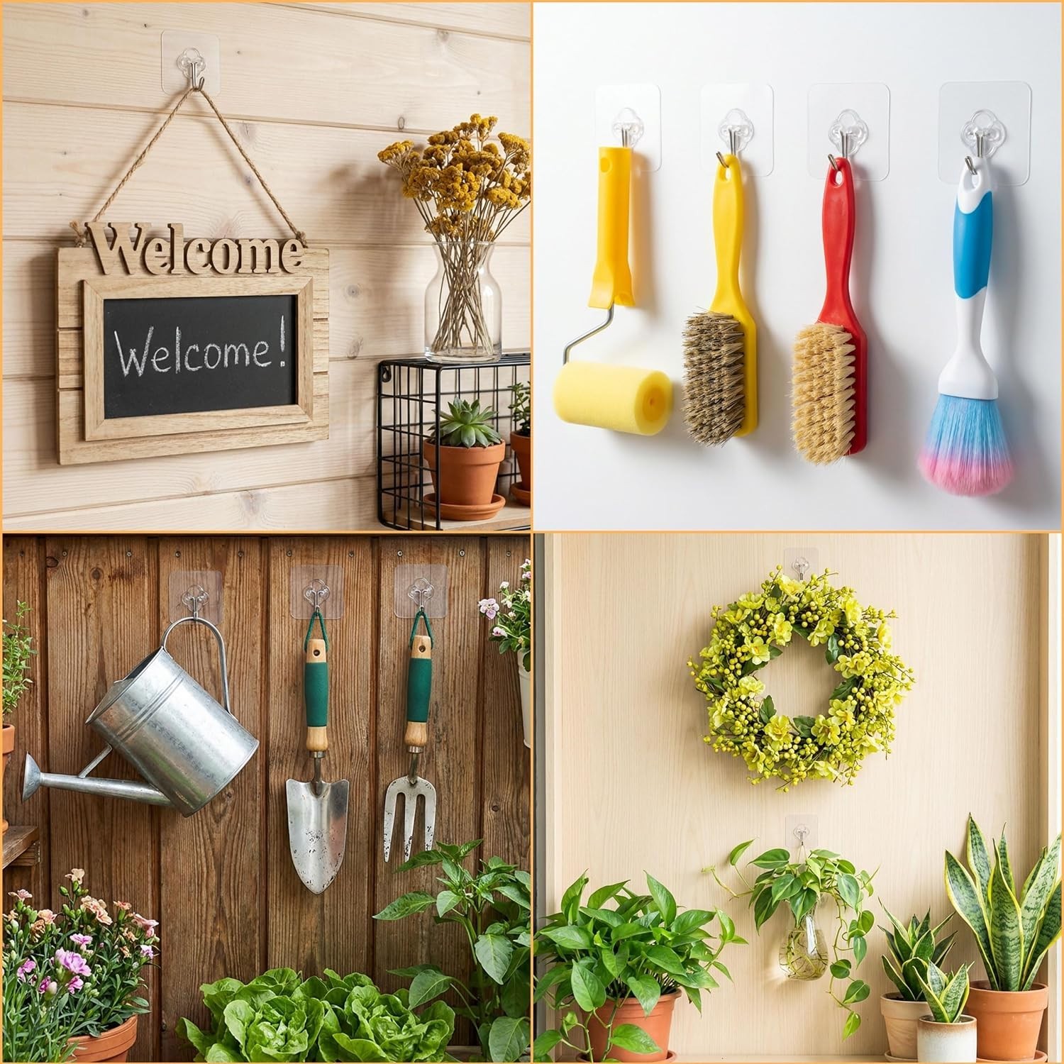 50 Pack Heavy Duty Waterproof Adhesive Wall Hooks – Rustproof, Clear Design