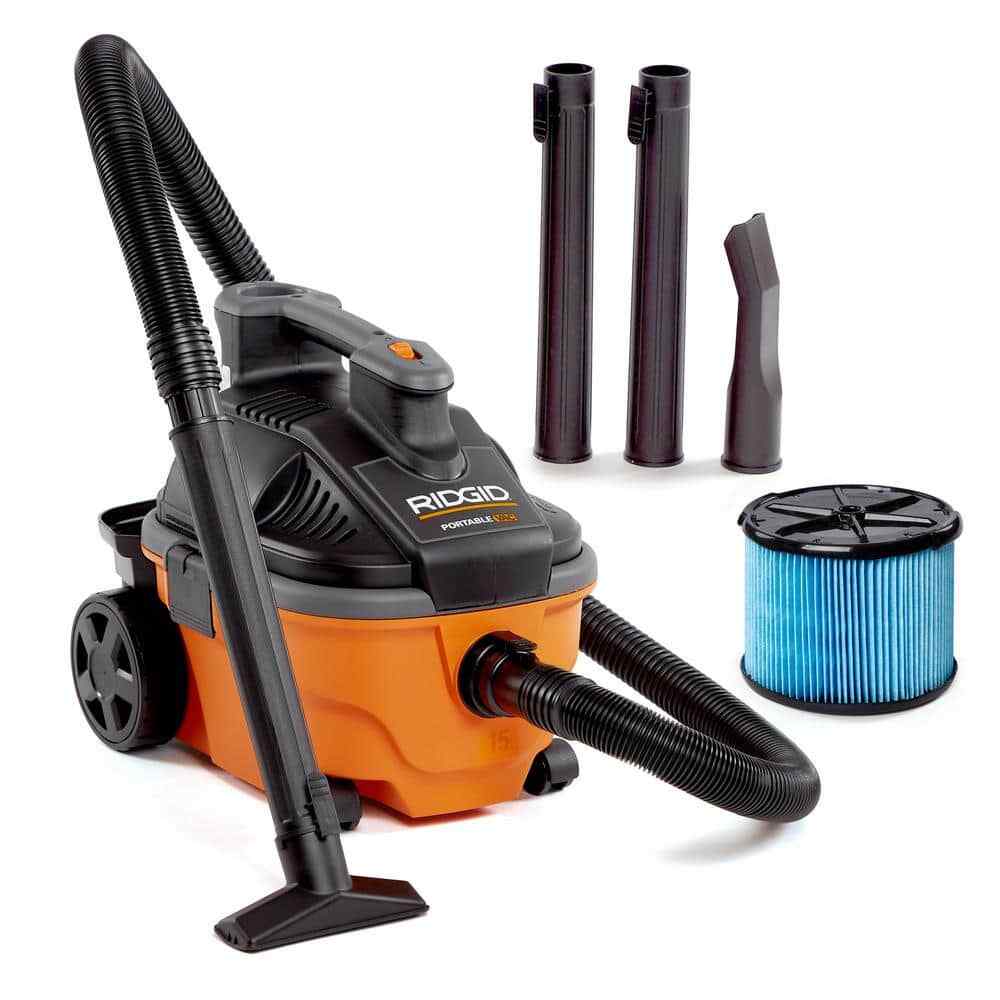 RIDGID 4 Gal 5.0 Peak HP Portable Shop Vacuum w/ Fine Dust Filter & Attachments
