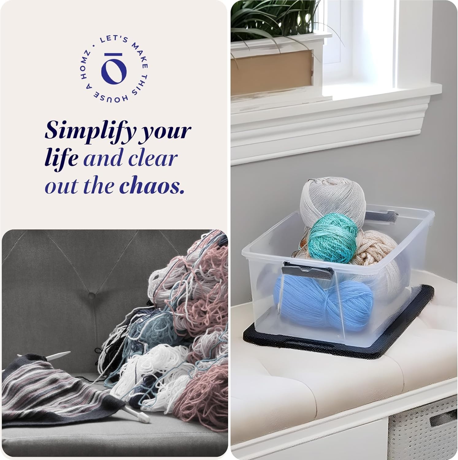 Stackable Clear Plastic Bins with Lids, 4-Pack, Shatterproof and Water Resistant
