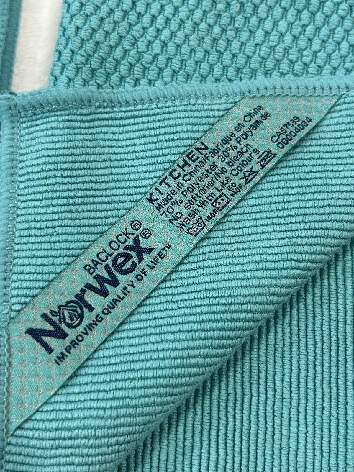 Norwex Microfiber Diamond Textured Kitchen Towel & Cloth Set Turquoise Teal