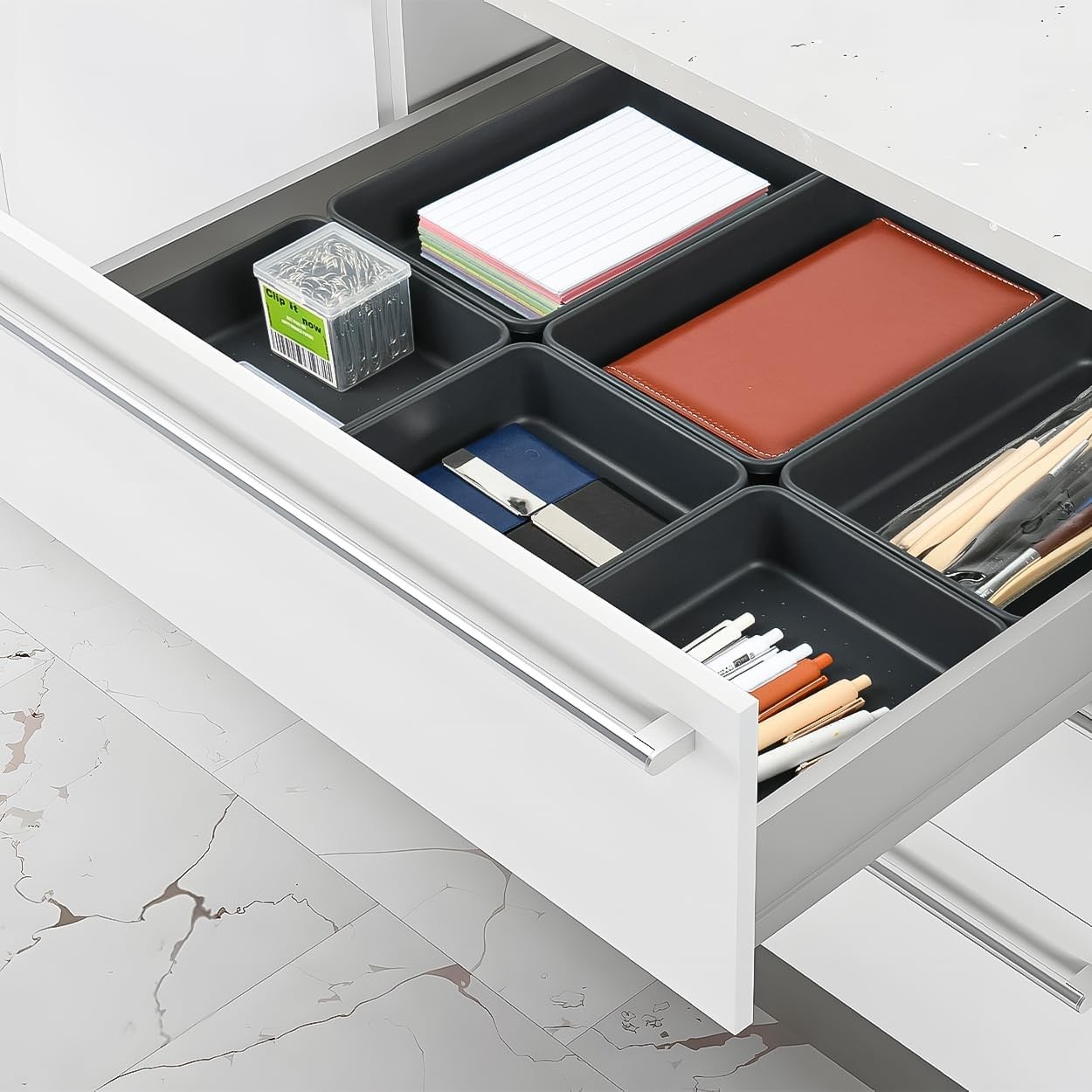 6 Pack Large Plastic Drawer Organizer Trays for Makeup Vanity Kitchen Bath