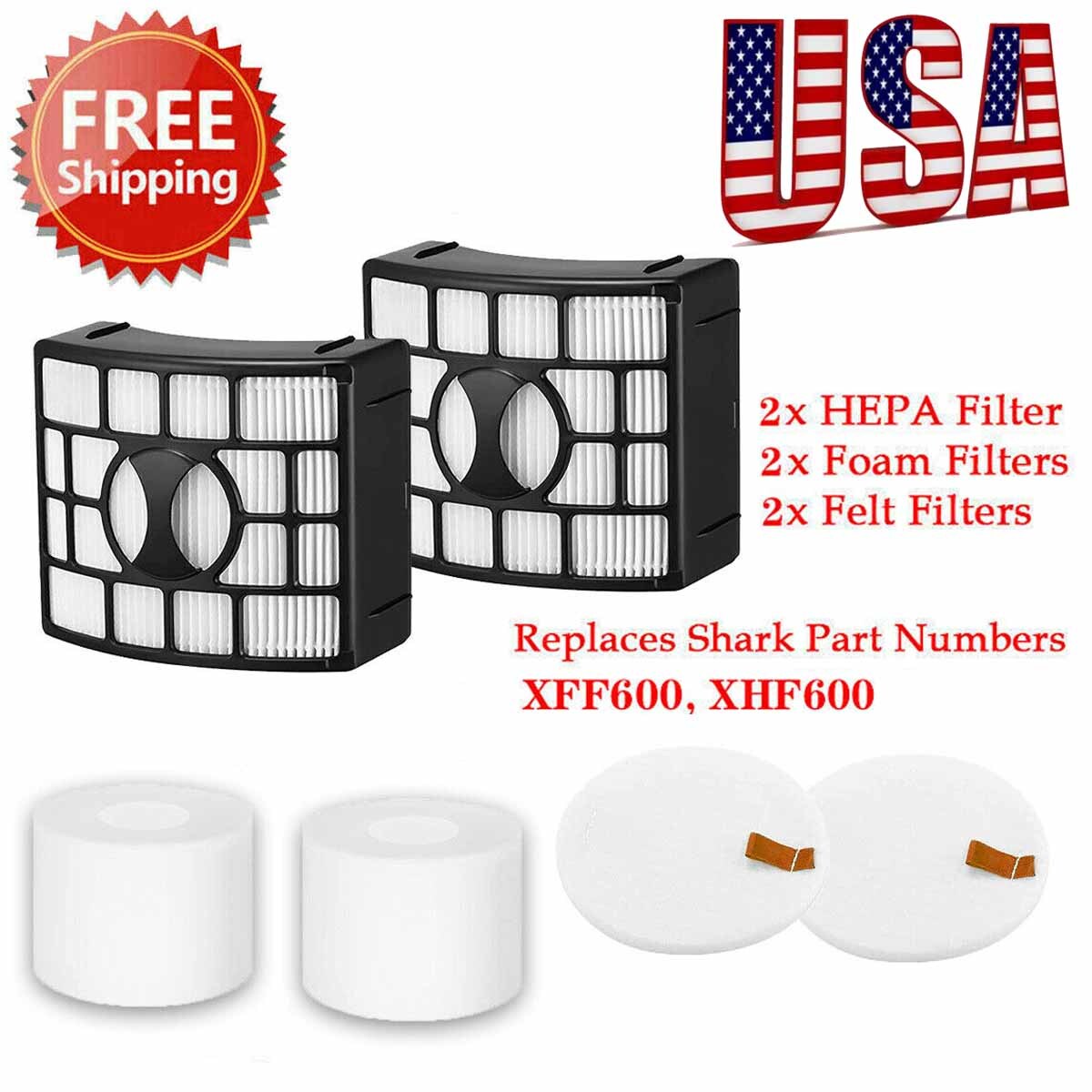 2 HEPA+2 Foam&Felt Filter for Shark Vacuum NV601,NV611,NV770 NV771 UV700 ZU701