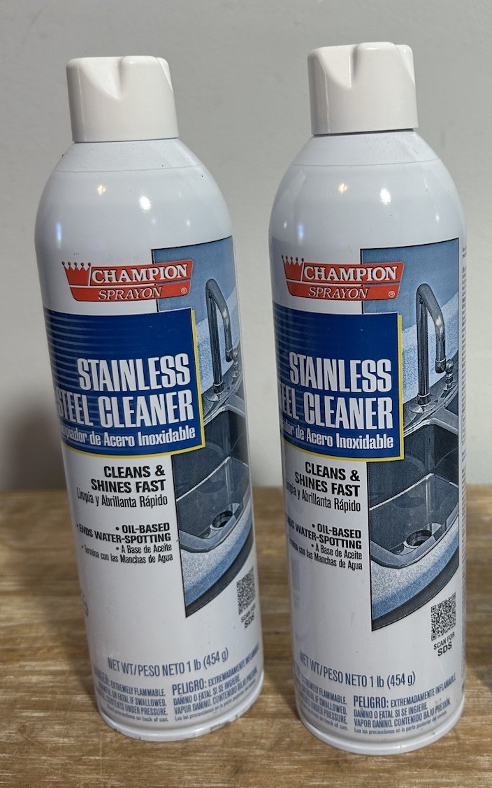 Champion Spray On Stainless Steel Cleaner Aerosol Oil-Based Lot Of 2