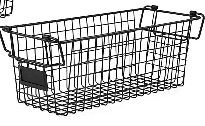 Brand New — Stackable Wire Basket Storage Shelf Organizer with Handles- 1 pack