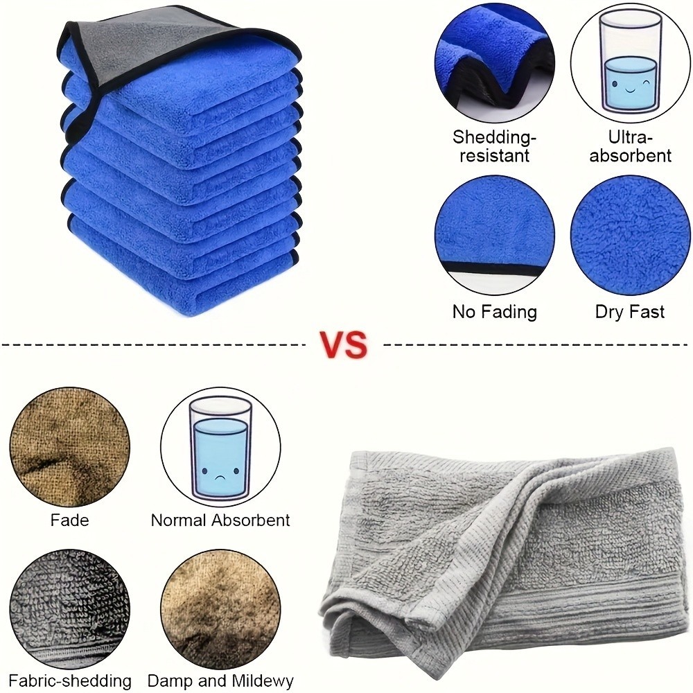 1-10PCS Microfiber Car Cleaning Towels Ultra Absorbent Auto Drying Cloth