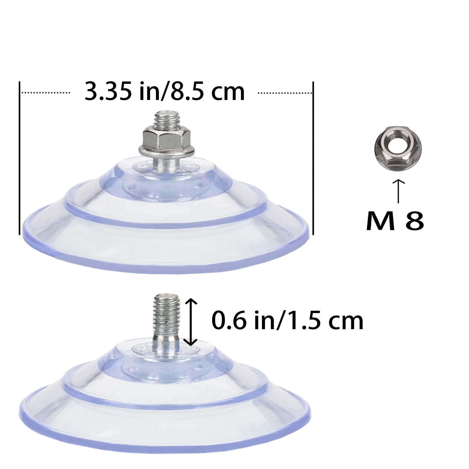 Upgraded Large Suction Cup Screws 3.4″/85mm Plastic Suction Pads 4 Pack Clear