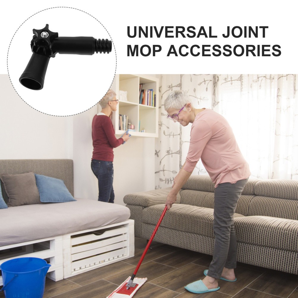 Reusable Plastic Angle Adapter for Extension Pole Home Cleaning Tool Black