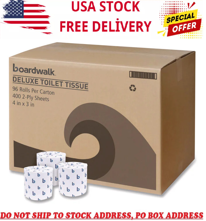 Boardwalk 2-Ply Toilet Tissue, Septic Safe, White, 400 Sheets/Roll, 96 Rolls