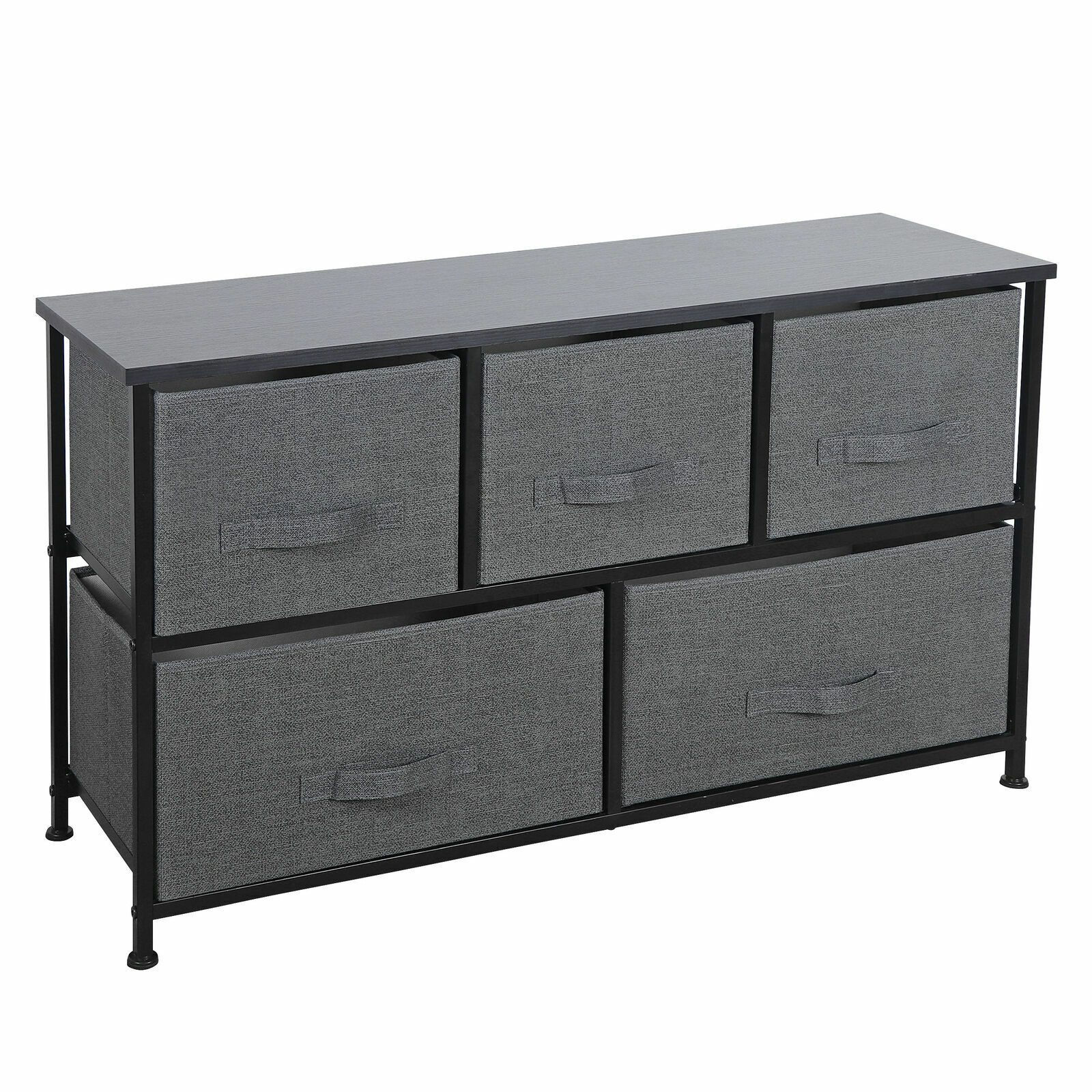 21″ Height Dresser Storage Cabinet 2 Tiers Closet Tower Fiberboard Top 5 Drawers