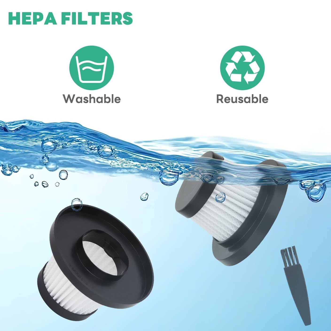 HEPA Filter Replacement for Handheld Vacuum – Washable, Reusable, 14 Pack
