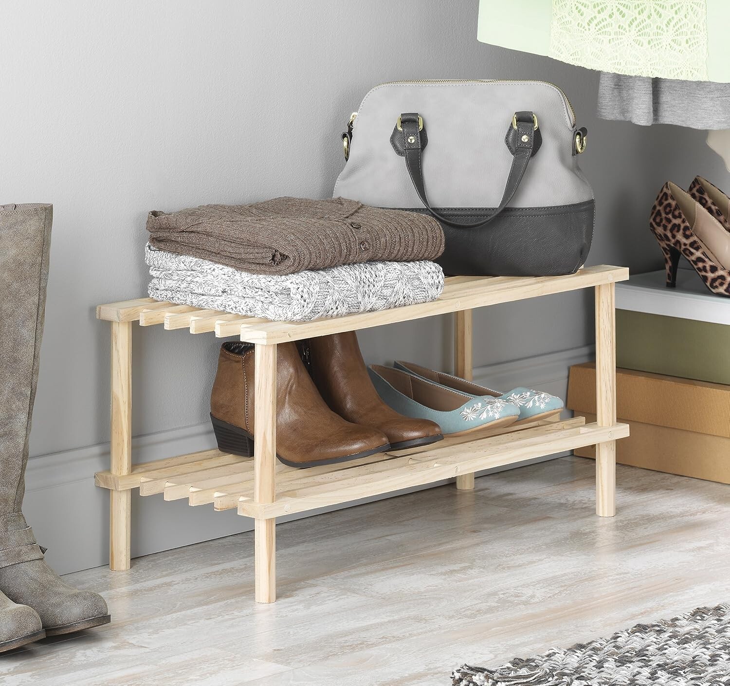 Whitmor 6026-3562 Natural Wood Household Shelf, 10.25 x 24.75 x 11.5-In. –