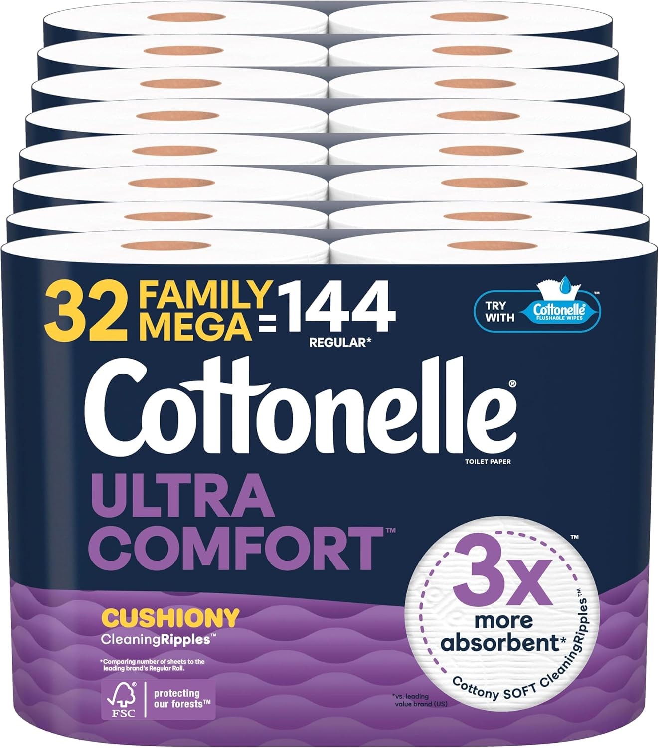 Cottonelle Ultra Comfort Toilet Paper Cushiony CleaningRipples Strong 24 Mega Ro