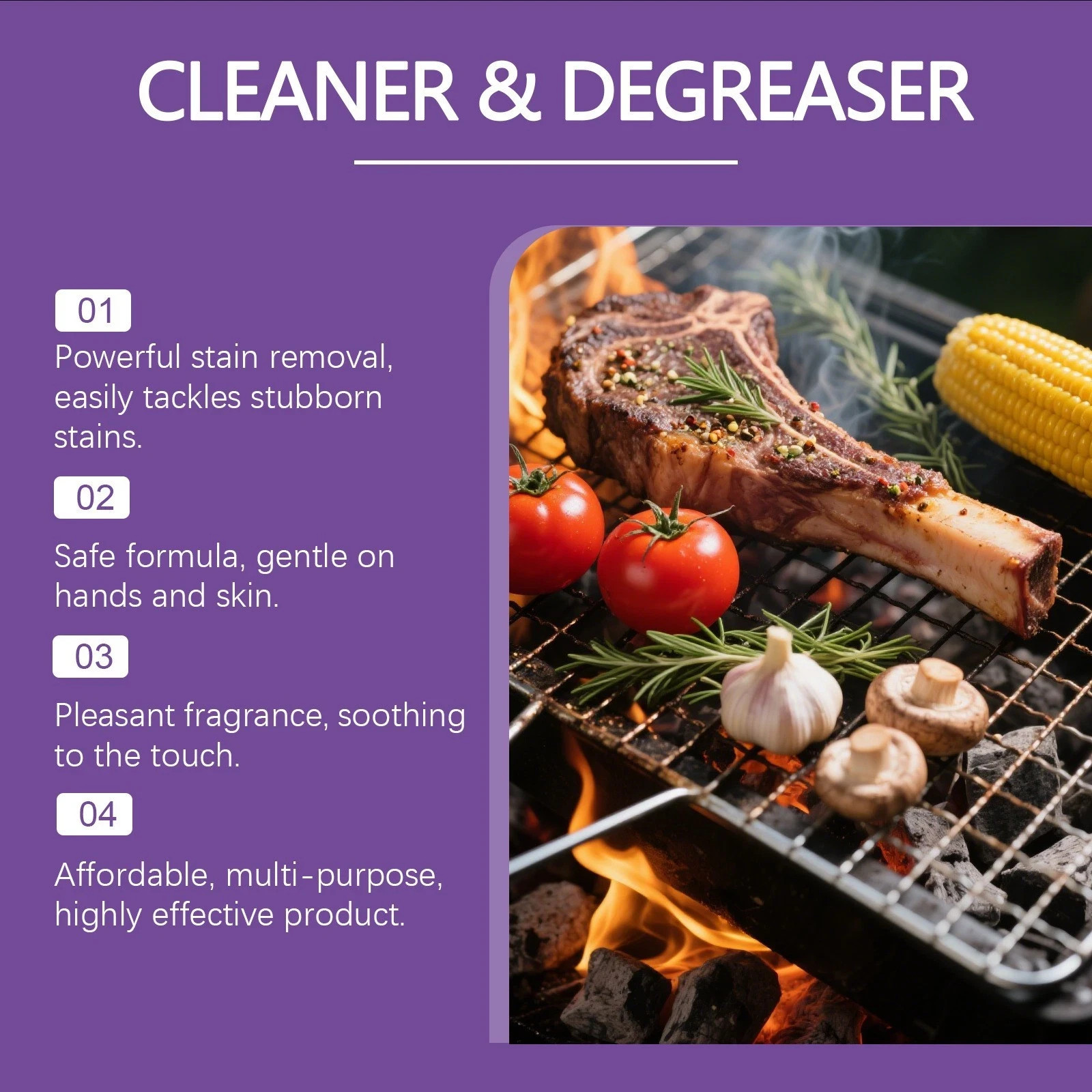 Heavy Duty Grill Degreaser Spray, Fast-Acting BBQ Cleaner for Outdoor Grills