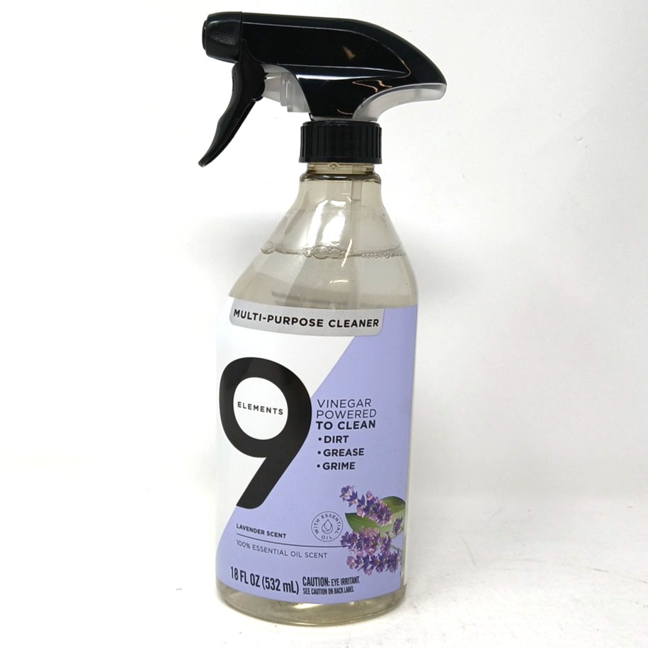 9 Elements Multi-purpose Cleaner 18 Oz Vinegar Powered Lavender Scent NEW