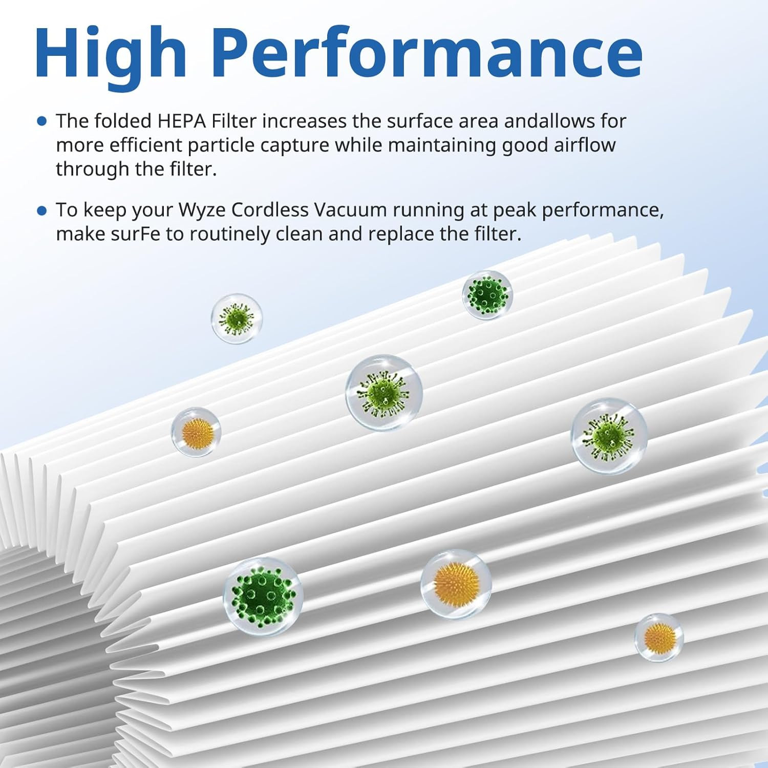 4 Pack Replacement Filters Compatiable with Wyze Cordless Vacuum Cleaner, Remova
