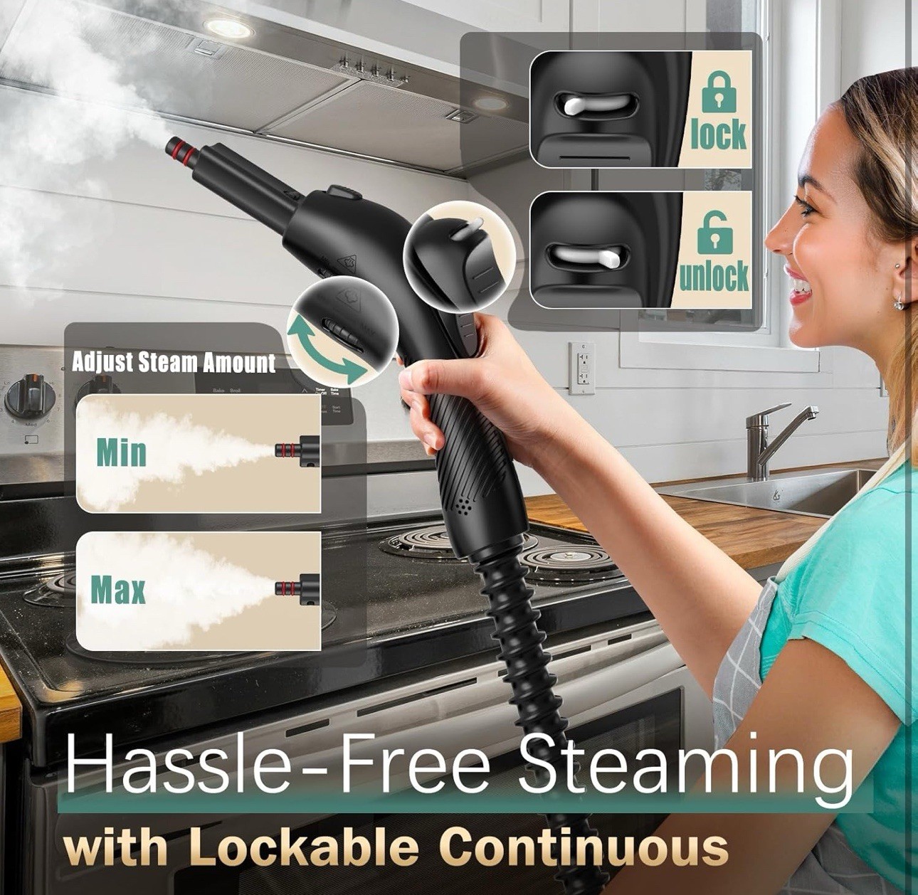 Steam Cleaner with 28 Accessories for Home, 1800W Powerful Multipurpose Steam Mo