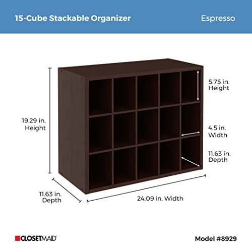 ClosetMaid 15 Cube Stackable Storage for Organizer Espresso 15-Unit Organizer
