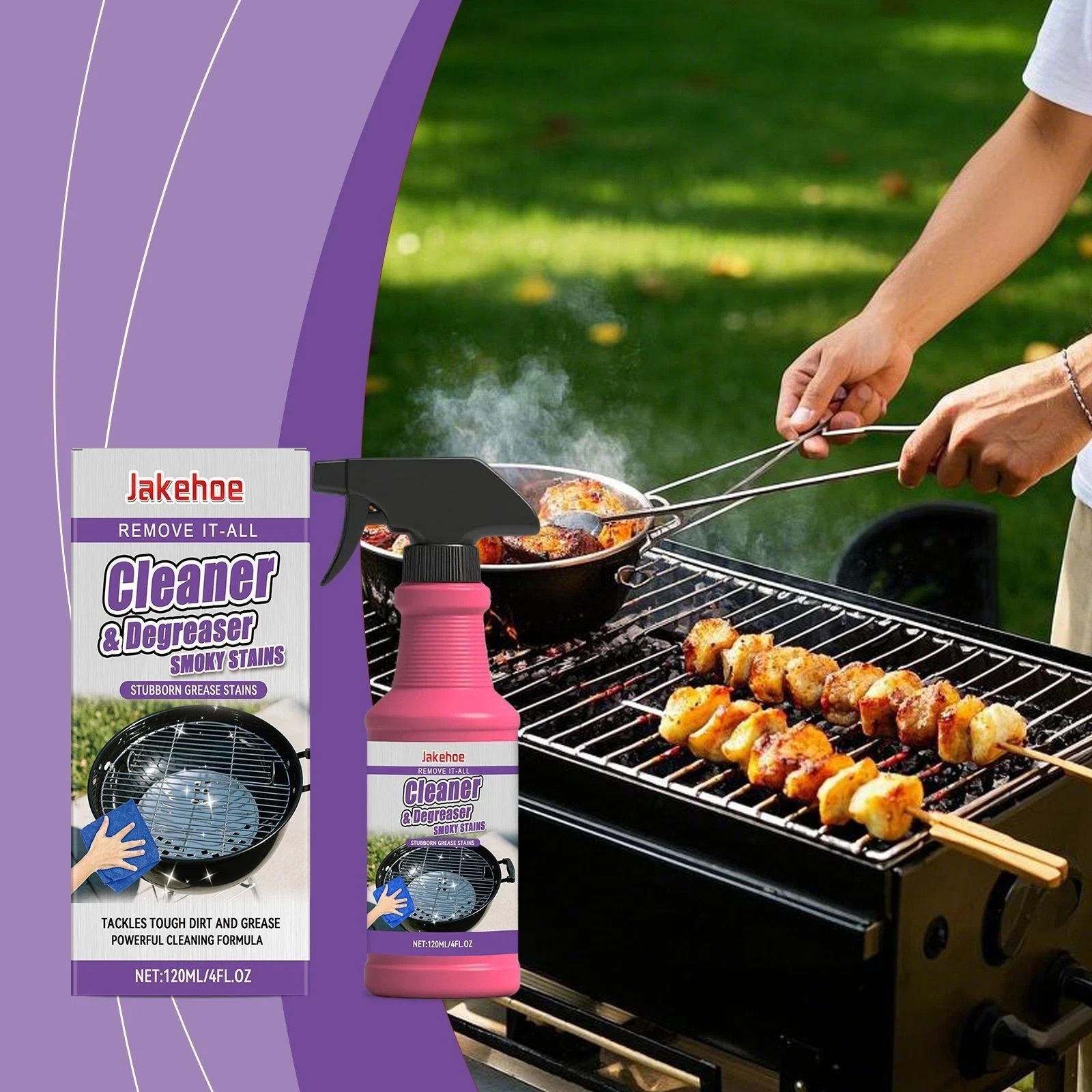 Heavy Duty Grill Degreaser Spray, Fast-Acting BBQ Cleaner for Outdoor Grills