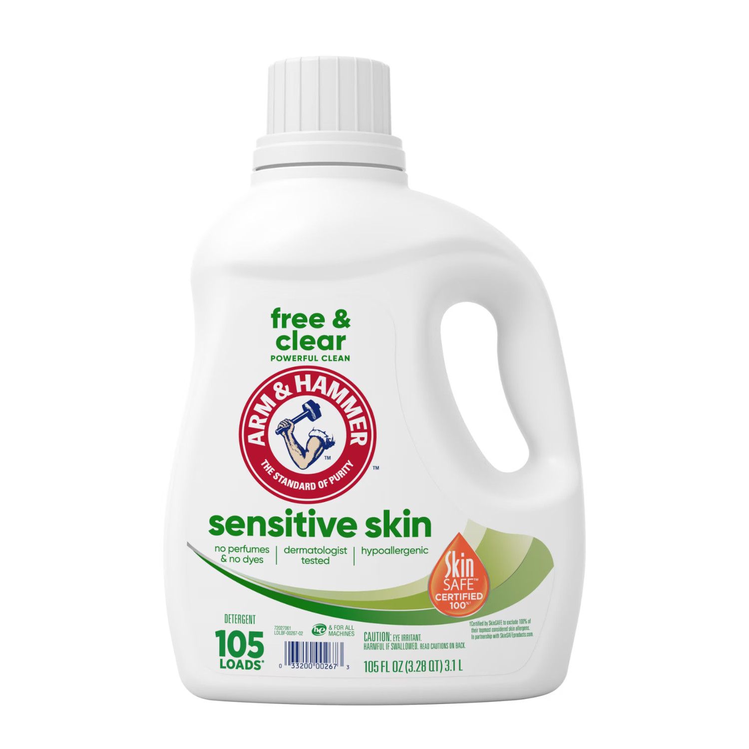 ARM & HAMMER Free & Clear Sensitive Skin Detergent 105oz 105 Loads, 4 Pack