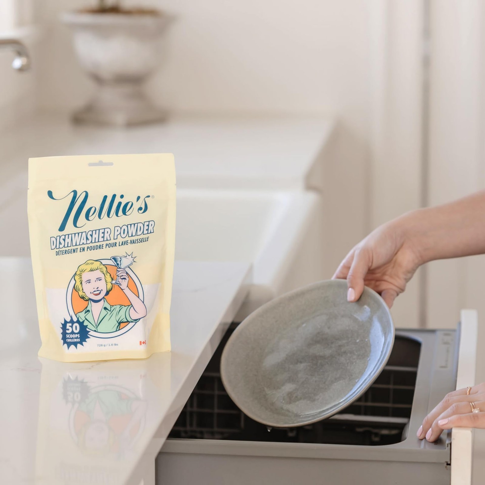 Nellie’s Dishwasher Powder 25.6 Ounce Plant Based Eco-Friendly Cleaning Solution