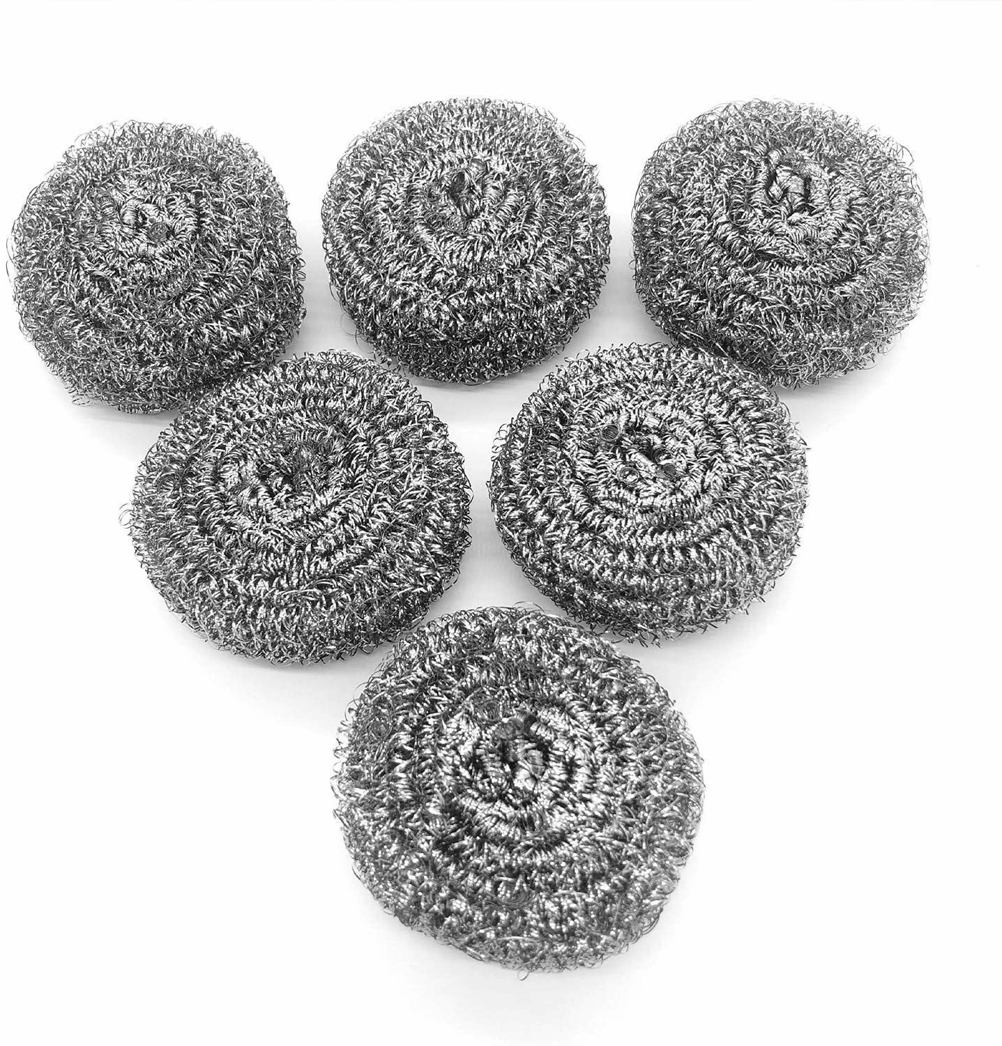 6 Pcs Stainless Steel Kitchen Cleaning Sponges Scouring Pad Steel Wool Scrubbers