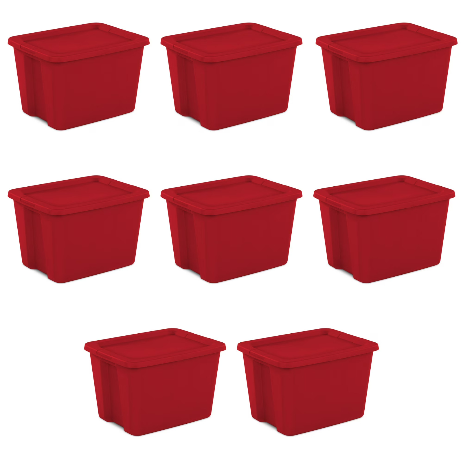 Pack of 8 Sterilite Large Storage Bin, 18 Gallon Plastic Storage Container, Red