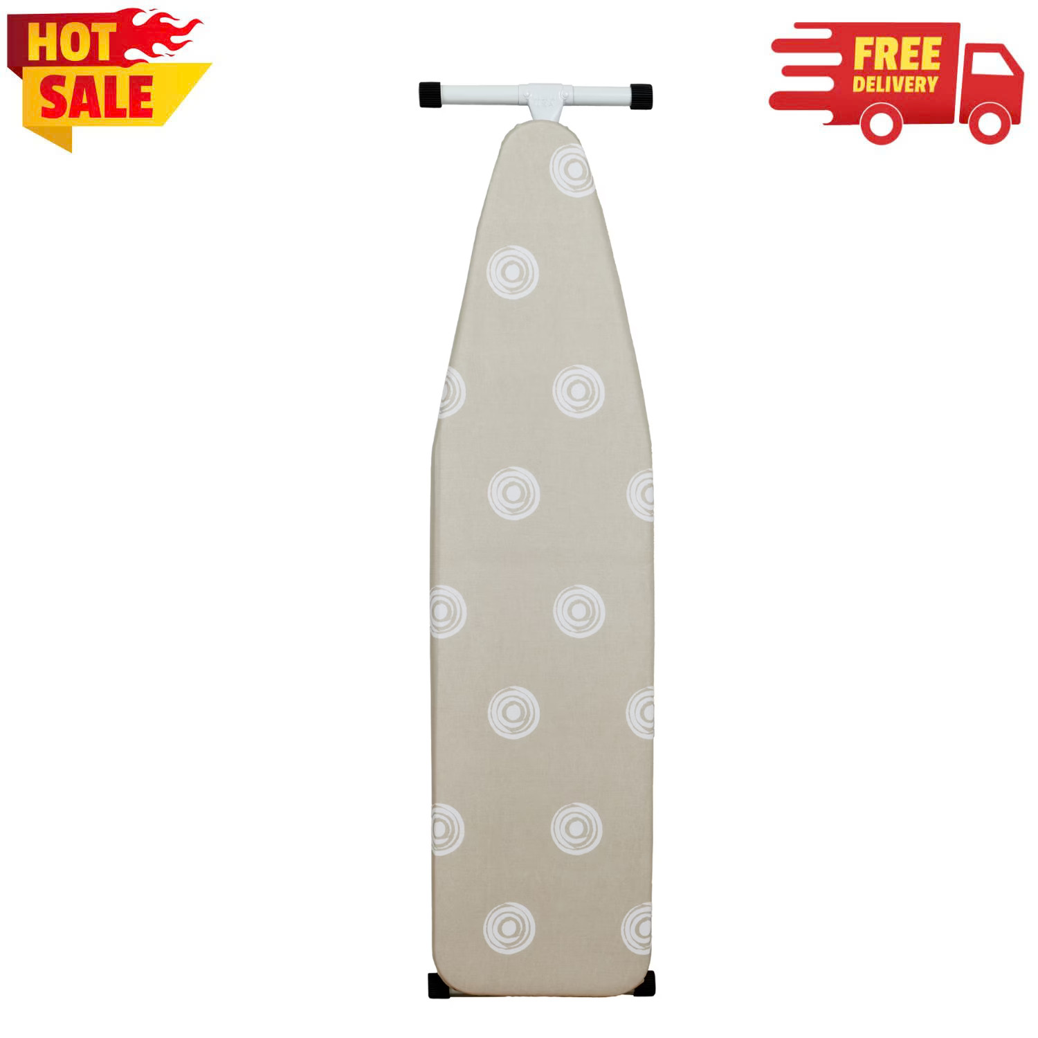 Mainstays 53″ x 14″ T-Leg Ironing Board Adjustable Steel Frame Beige Cover