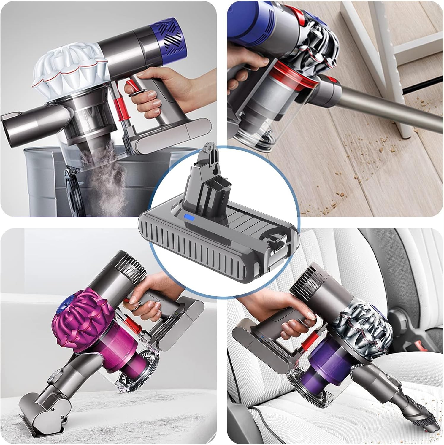 Battery replacement compatible with cordless vacuum cleaner batteries.
