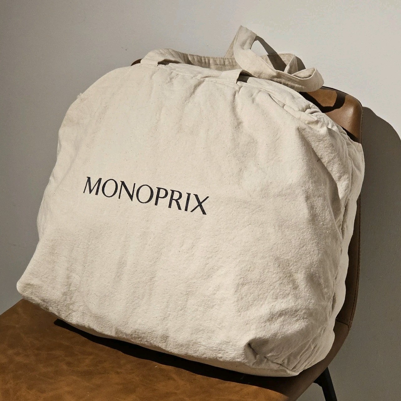 Monoprix Reusable Shopping Bag Tote, Insulated/Padded, Cotton, Made In Paris