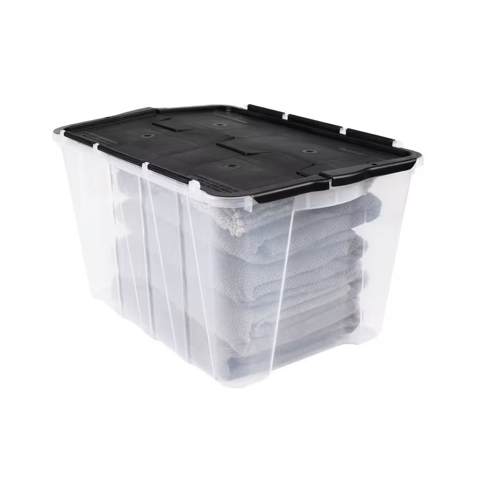 Clear 12 Gal. Flip Top Storage Tote