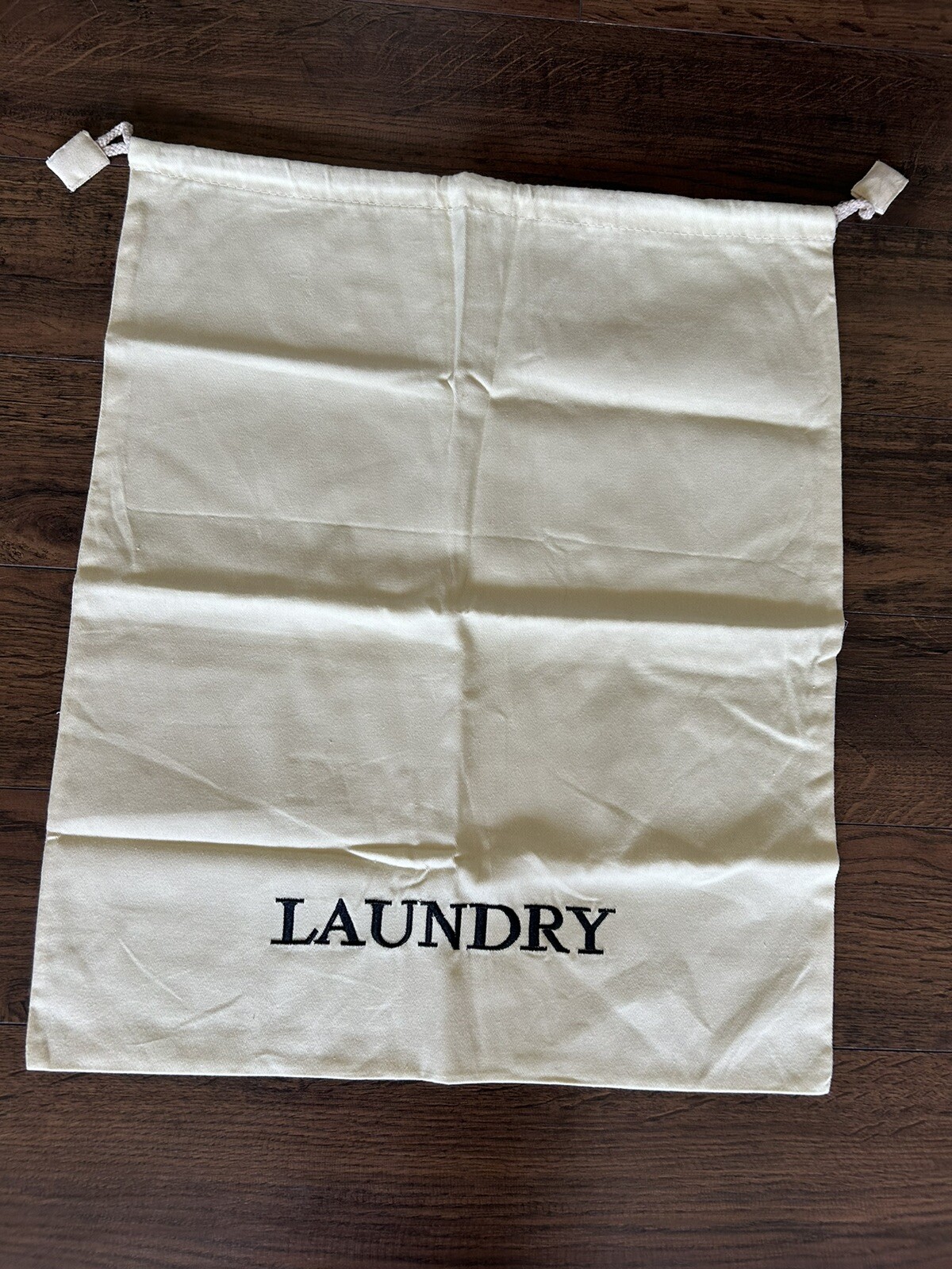 Laundry Bag, 21 X 17.5”, Cream Color with Black Embroidery, Smoke Free Home