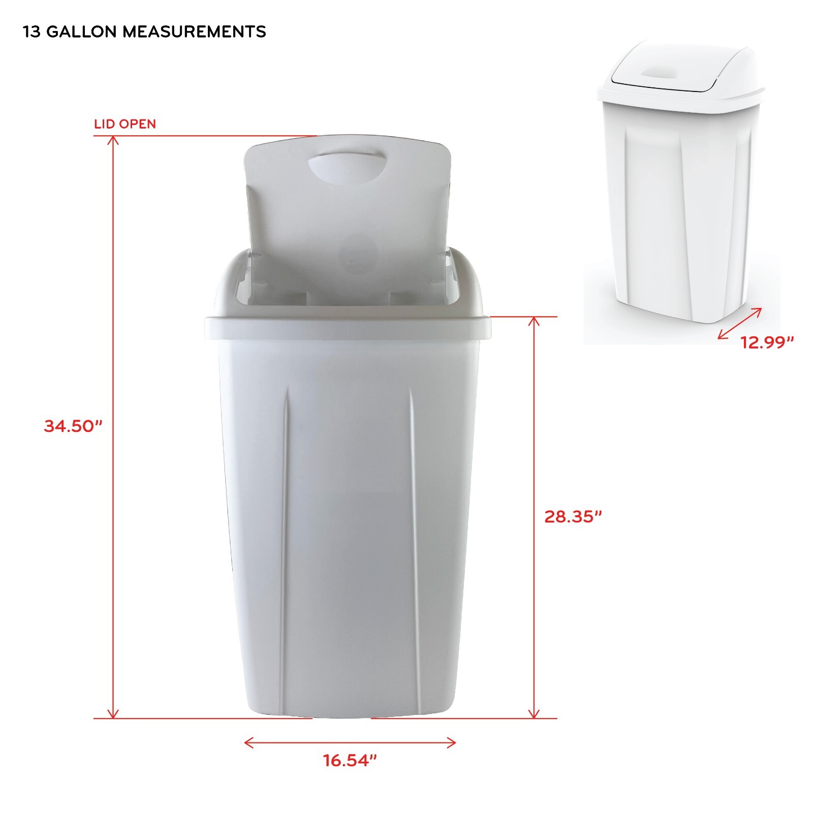 Kitchen Trash Can 13 Gallon Plastic Dual Swing Top With Lid Garbage NEW