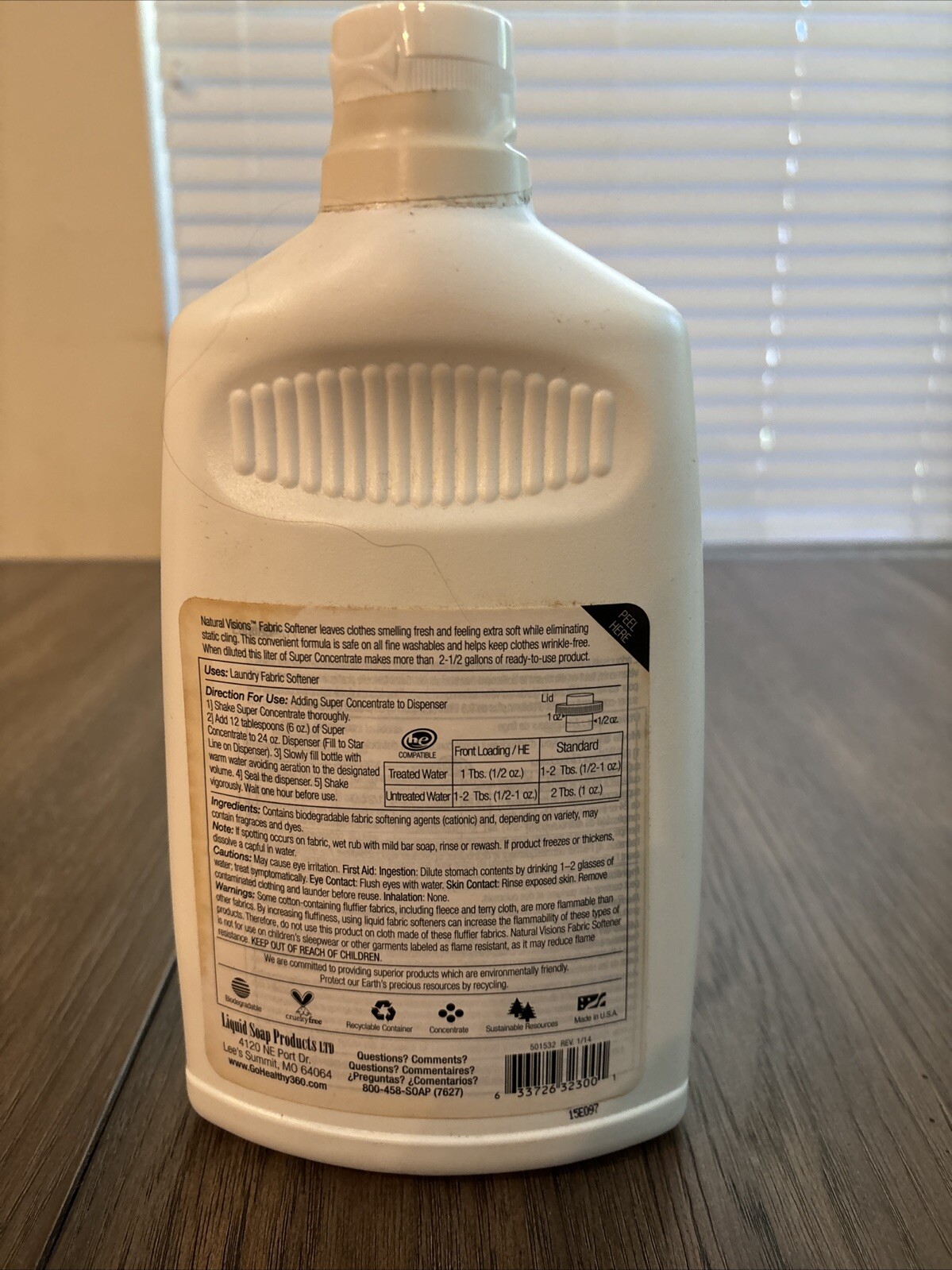 Natural Visions Fabric Softener (Lavender) 33.8 oz 4x Concentrated