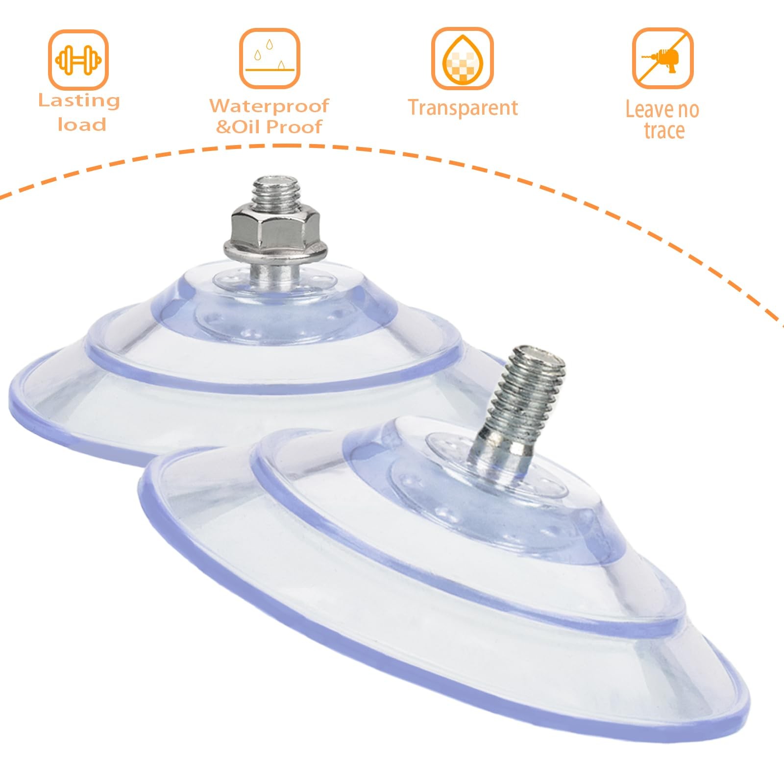 Upgraded Large Suction Cup Screws 3.4″/85mm Plastic Suction Pads 4 Pack Clear