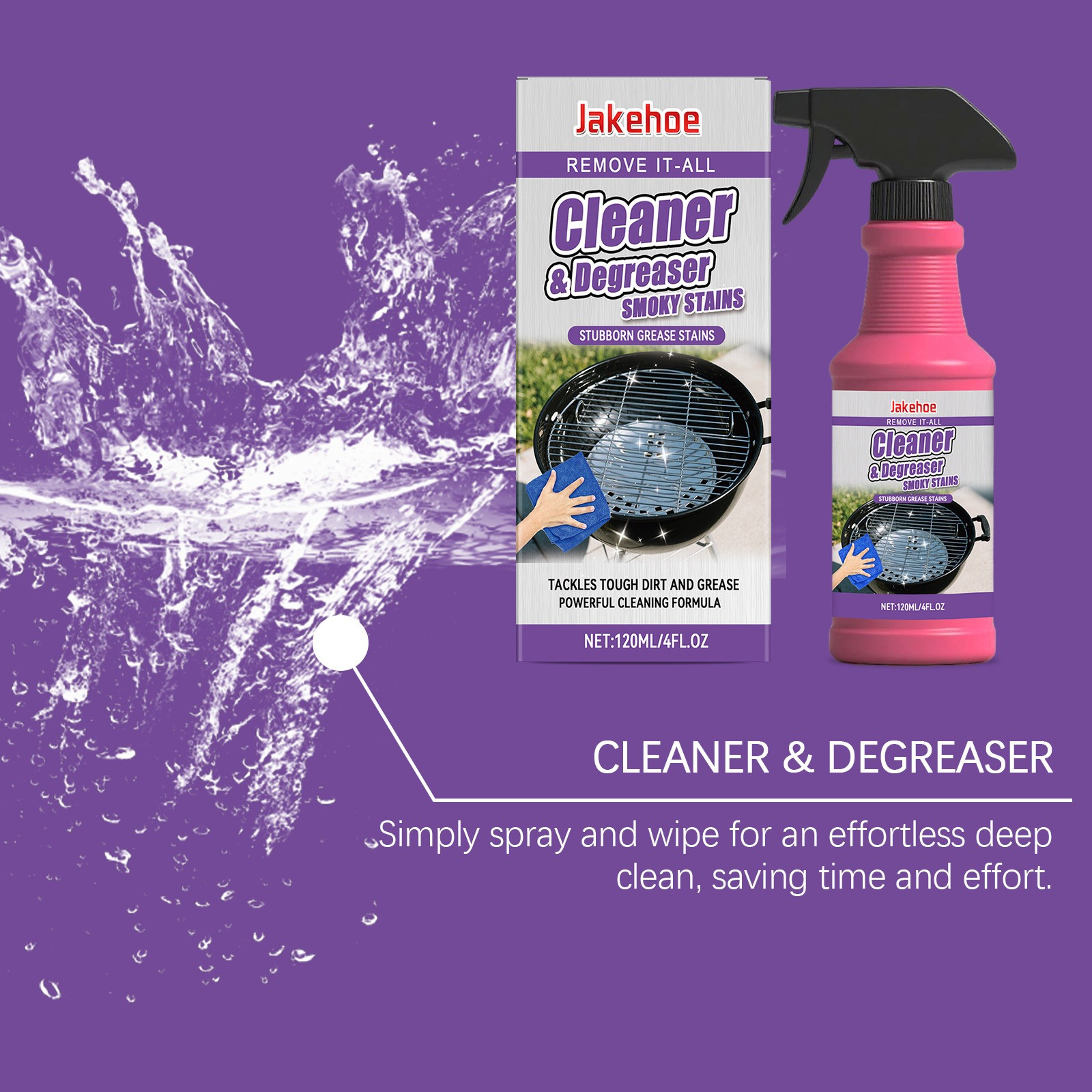 Heavy Duty Grill Degreaser Spray, Fast-Acting BBQ Cleaner for Outdoor Grills