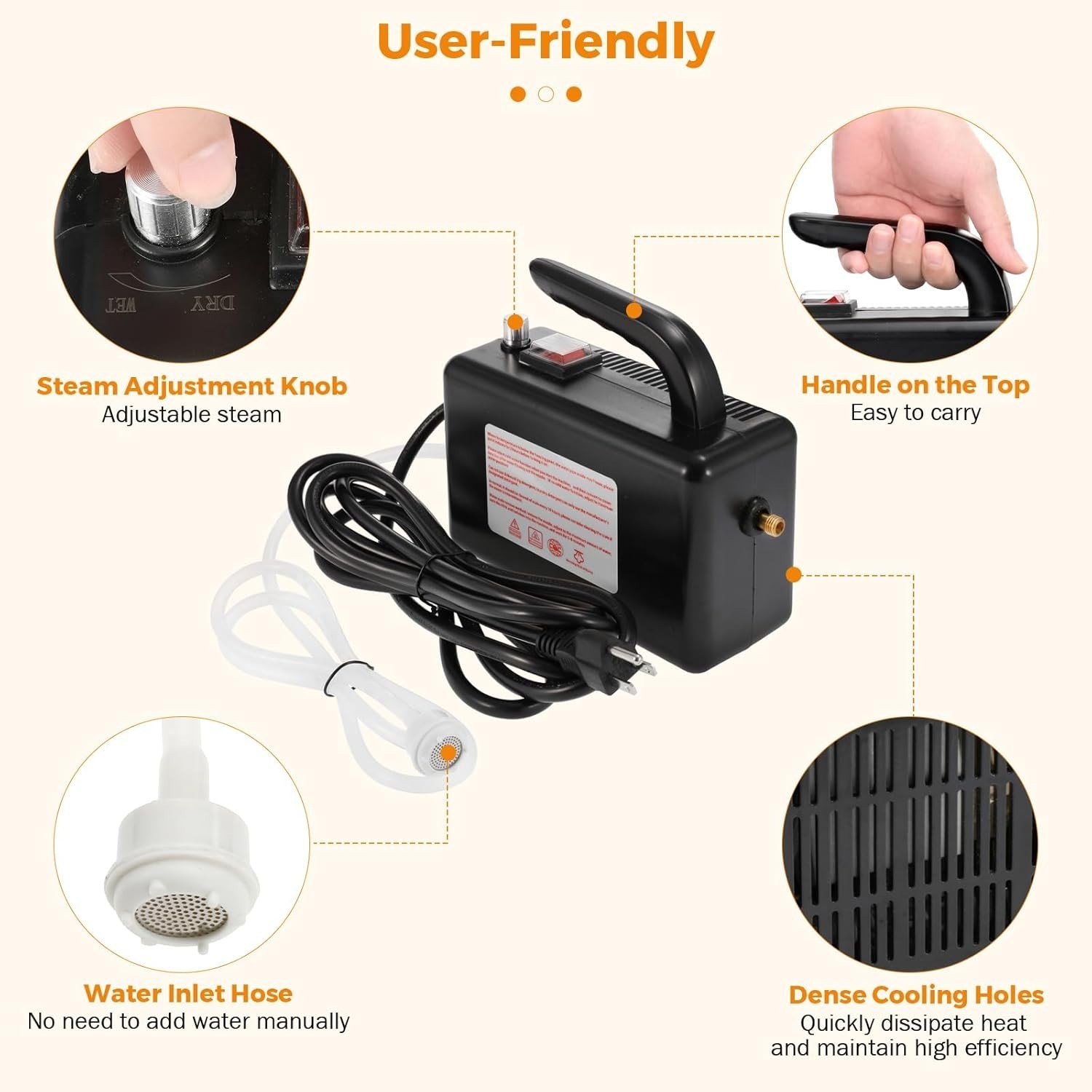 High Pressure Handheld Steam Cleaner Cleaning Car Steamer for Auto Detailing Por