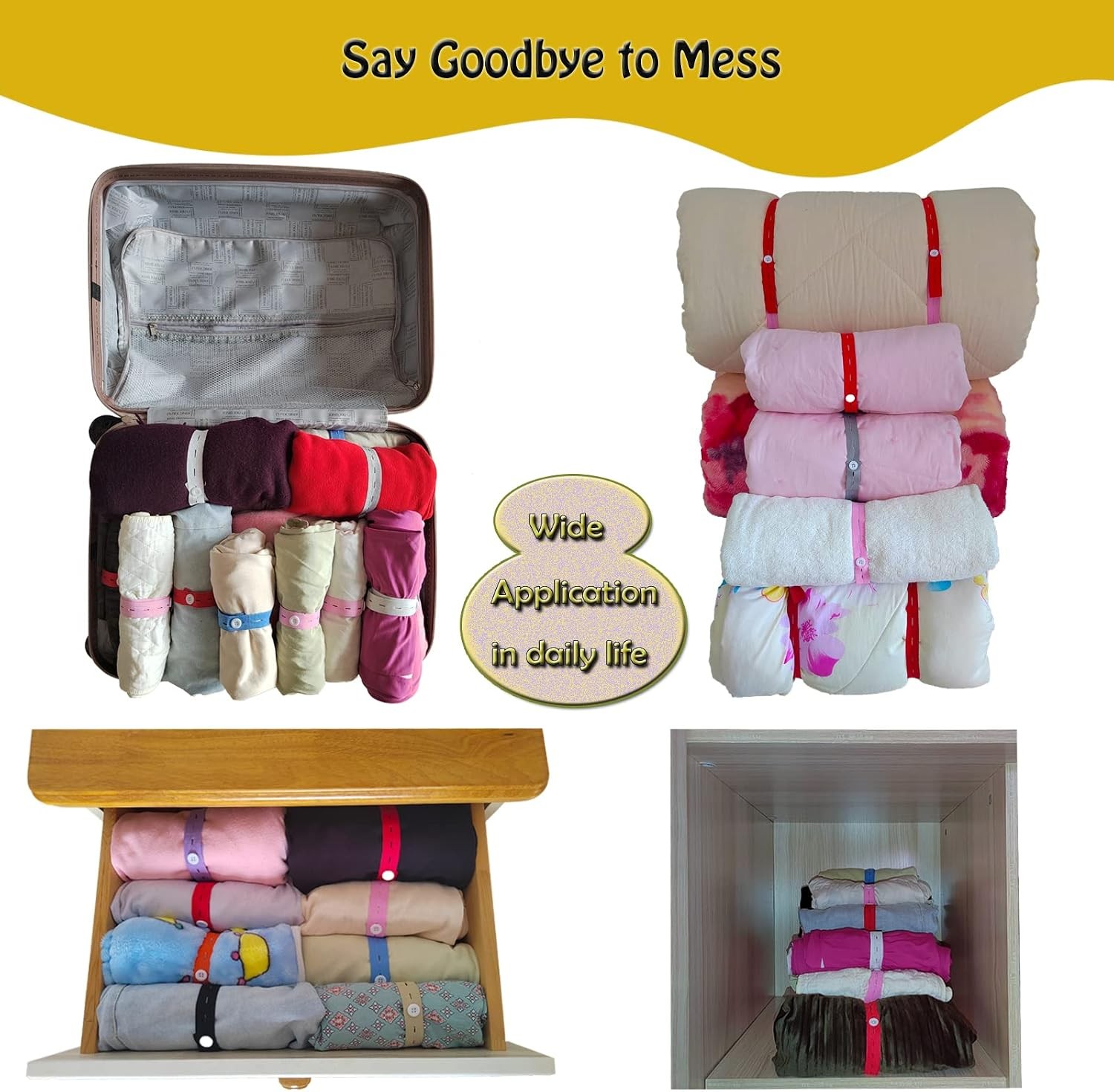 100Pcs Elastic Band with Button & Buttonholes,Heavy Duty Drawers Clothing