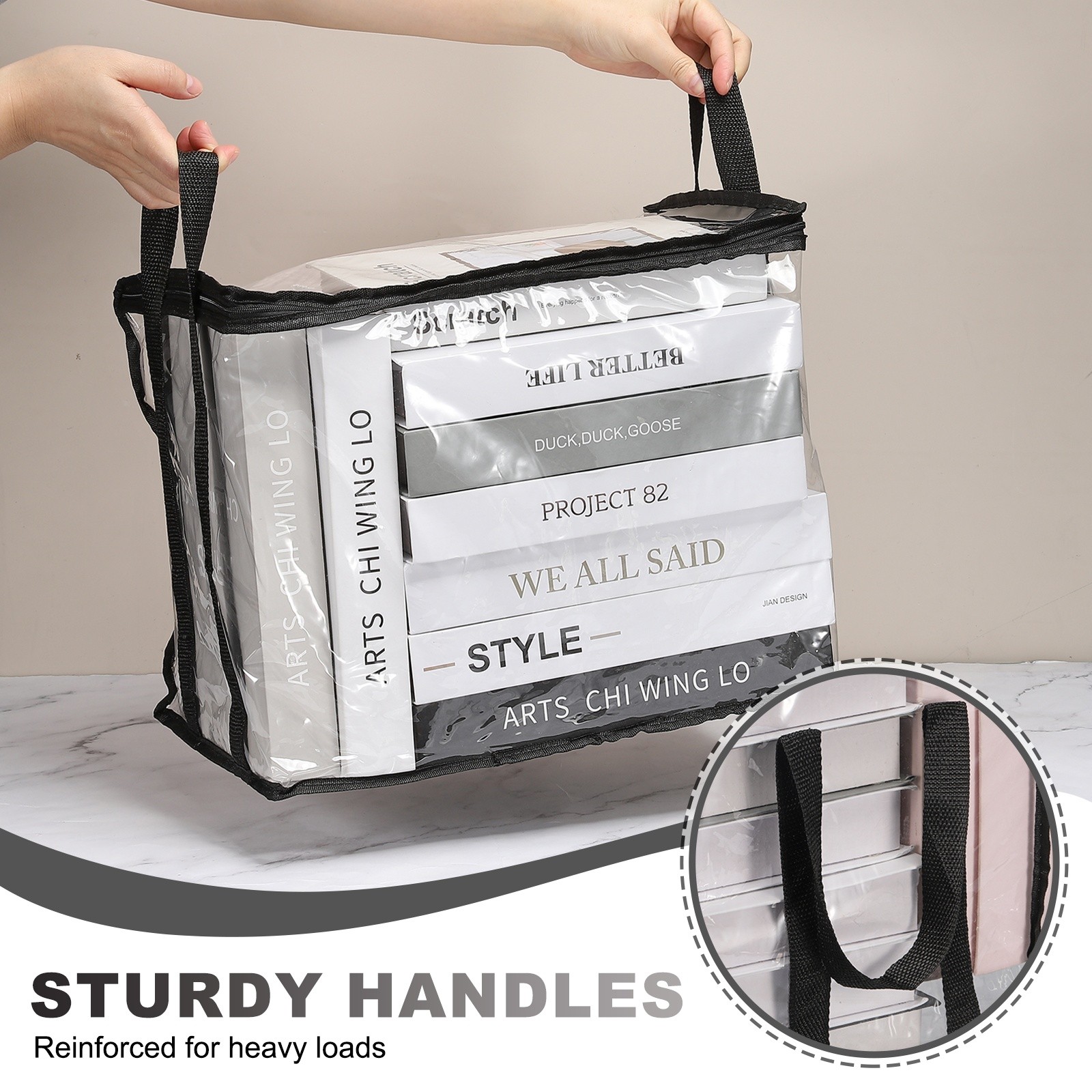 23.6″x9.4″x11.8″ Black Clear Storage Bags Plastic Storage Bags with Zipper